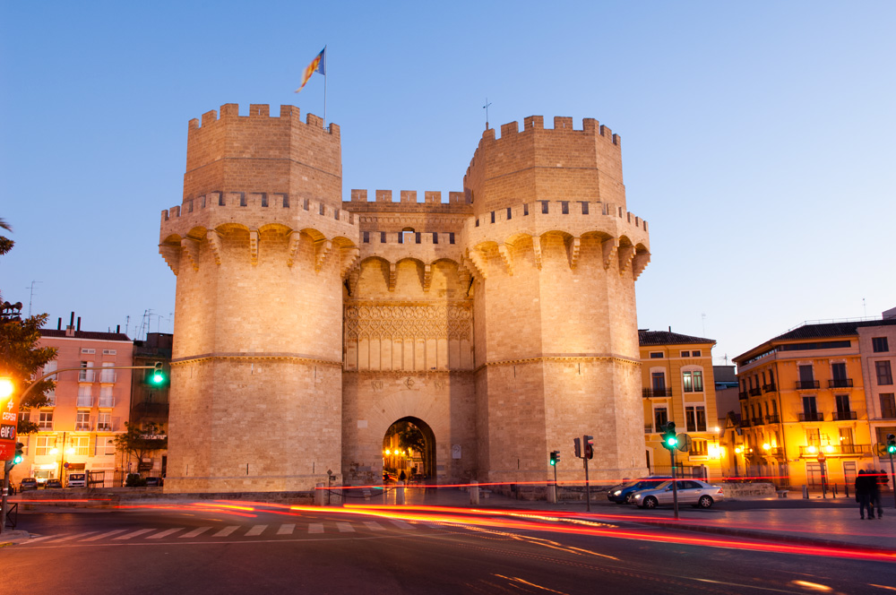 Torres de Serrano en Valencia, una impresionante puerta medieval de la ciudad.